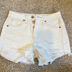 RSQ vintage white with cream stitch button fly high rise shorts size 23